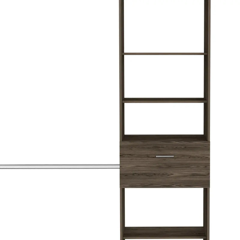 98" Dark Brown Wood And Metal Closet System Homeroots Office