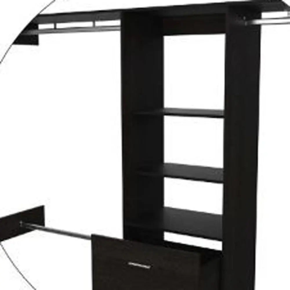 98" Dark Brown Wood And Metal Closet System Homeroots Office