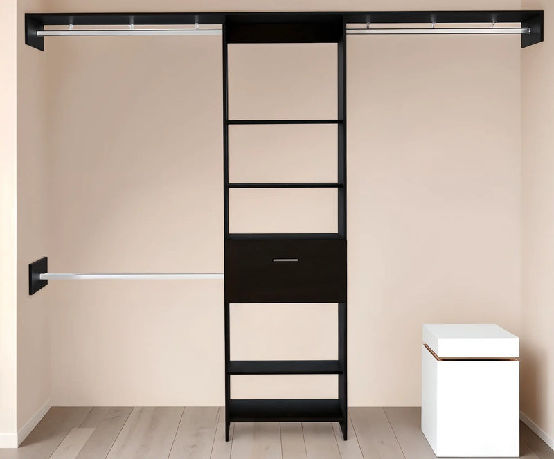 98" Dark Brown Wood And Metal Closet System Homeroots Office