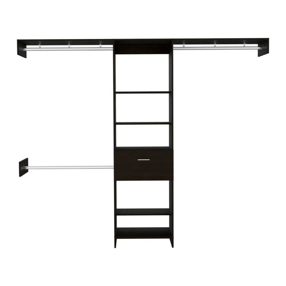 98" Dark Brown Wood And Metal Closet System Homeroots Office