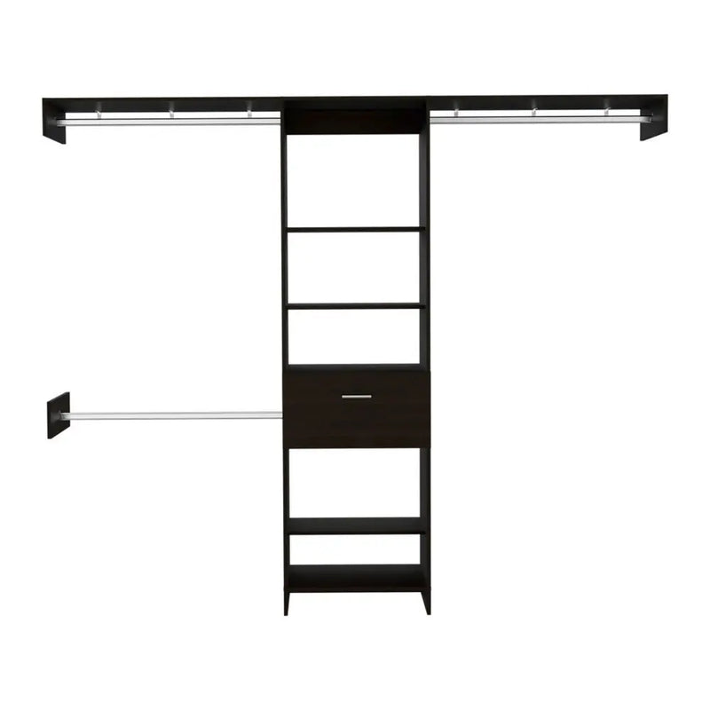 98" Dark Brown Wood And Metal Closet System Homeroots Office