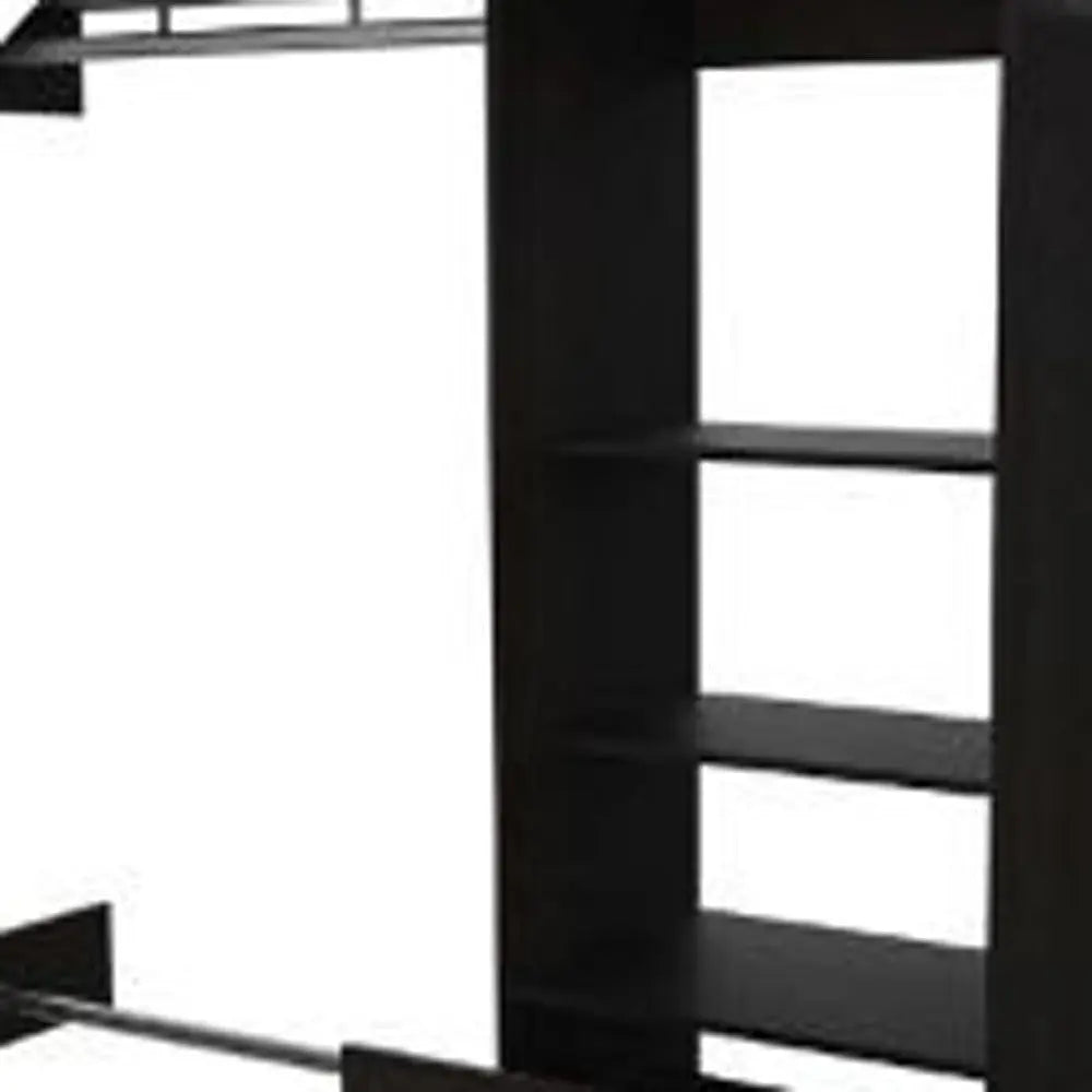 98" Dark Brown Wood And Metal Closet System Homeroots Office