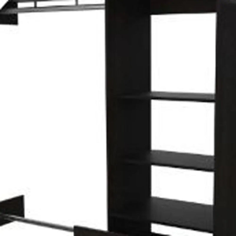 98" Dark Brown Wood And Metal Closet System Homeroots Office