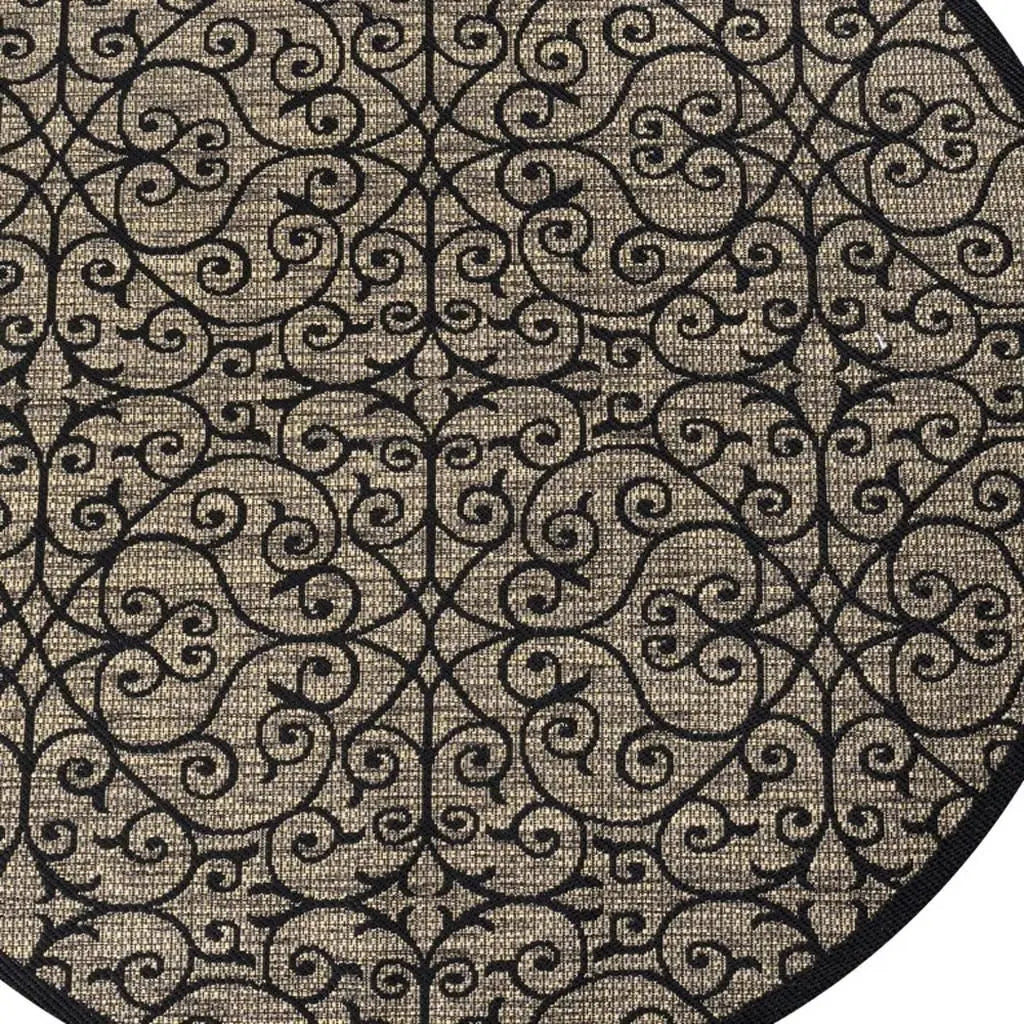 9' Black And Khaki Round Geometric Indoor Outdoor Area Rug Homeroots Outdoor