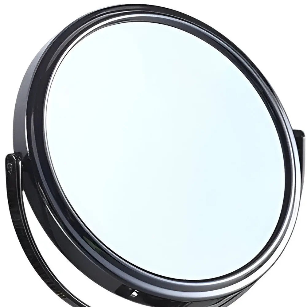 9" Black Round Metal Framed Makeup Shaving Tabletop Mirror Homeroots Bed & Bath