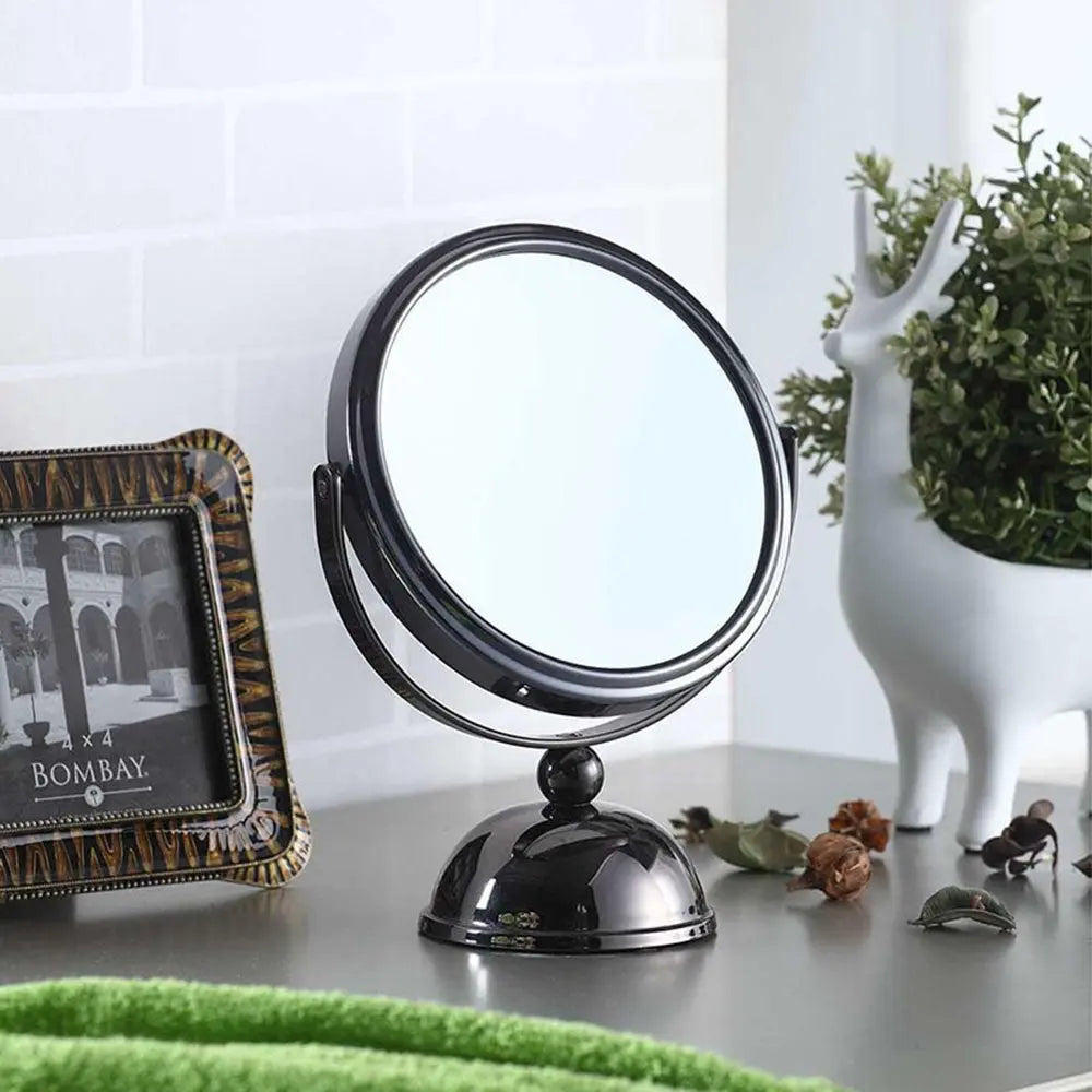9" Black Round Metal Framed Makeup Shaving Tabletop Mirror Homeroots Bed & Bath