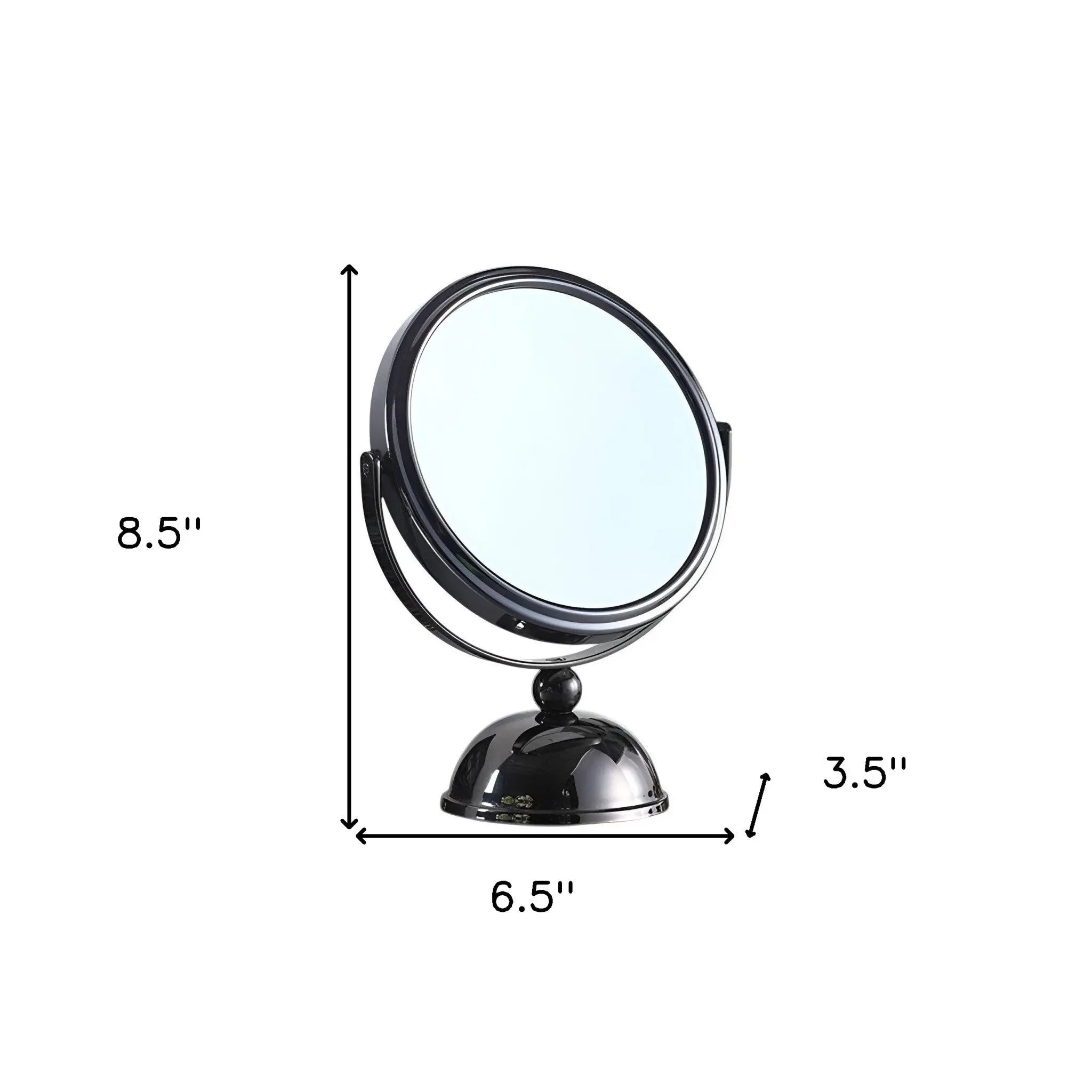 9" Black Round Metal Framed Makeup Shaving Tabletop Mirror Homeroots Bed & Bath