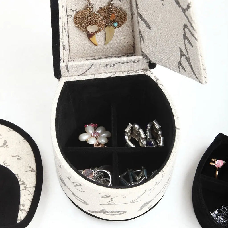 9" Black White And Gold Script Postcard High Heel Jewelry Box Homeroots Organization