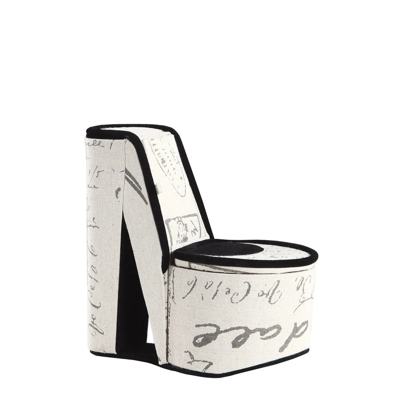 9" Black White And Gold Script Postcard High Heel Jewelry Box Homeroots Organization