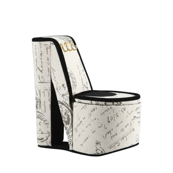 9" Black White And Gold Script Postcard High Heel Jewelry Box Homeroots Organization