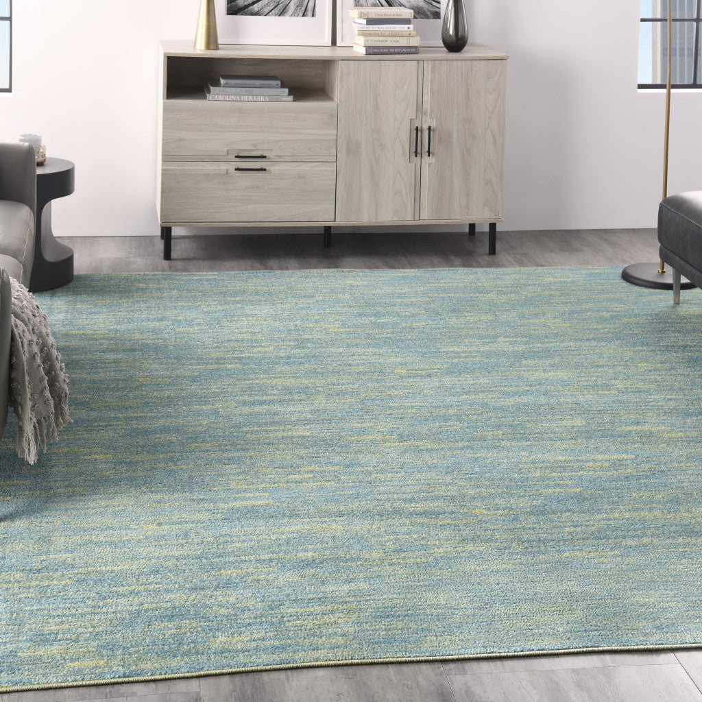 9' Blue And Green Indoor Outdoor Area Rug - GreatEagleInc