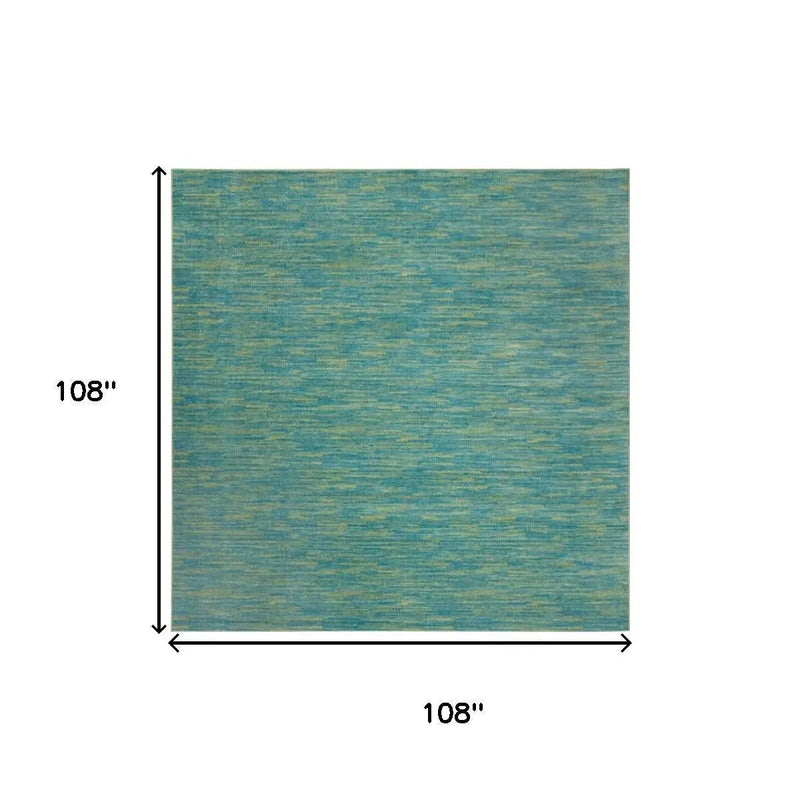 9' Blue And Green Indoor Outdoor Area Rug - GreatEagleInc