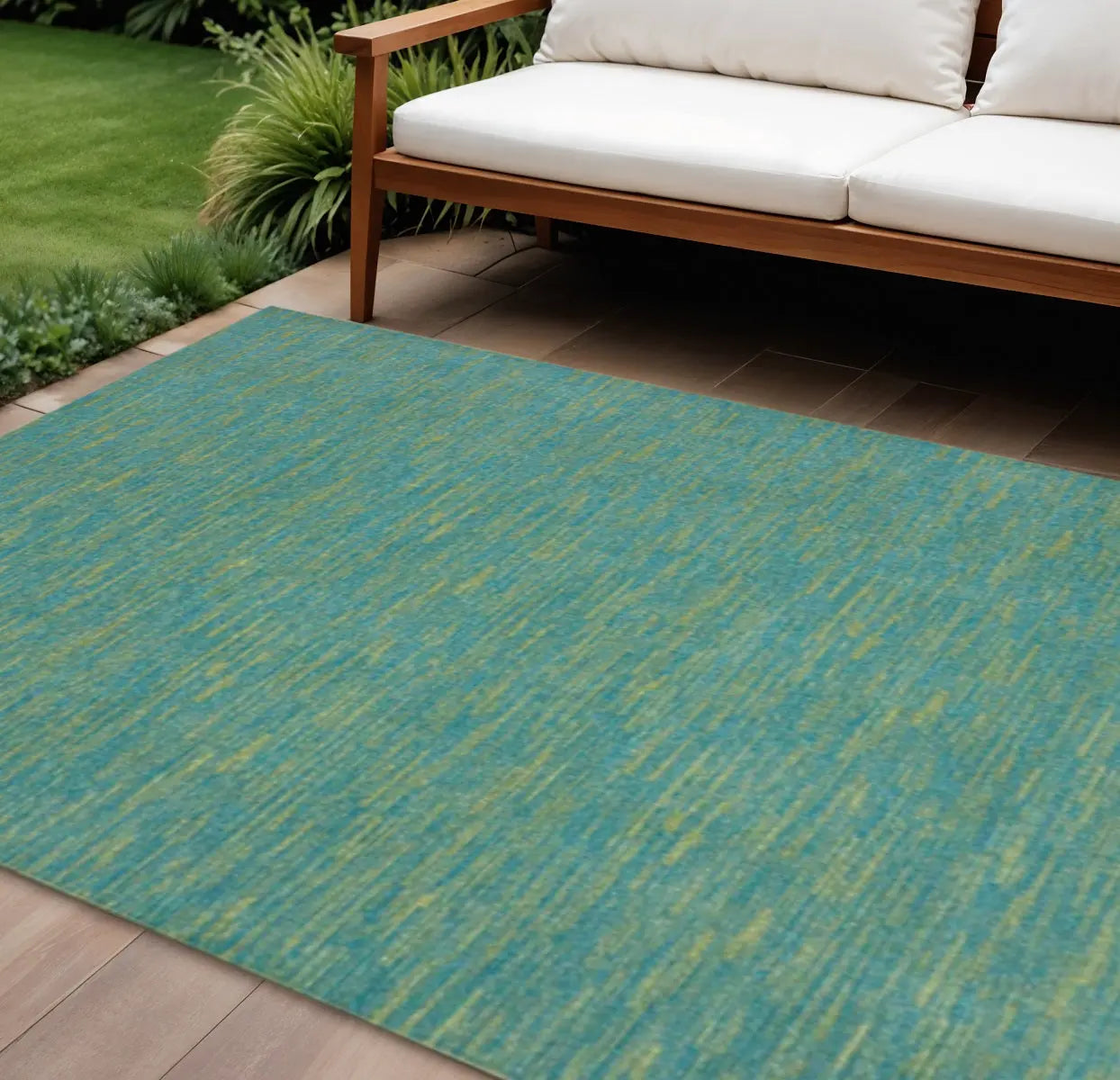9' Blue And Green Indoor Outdoor Area Rug - GreatEagleInc