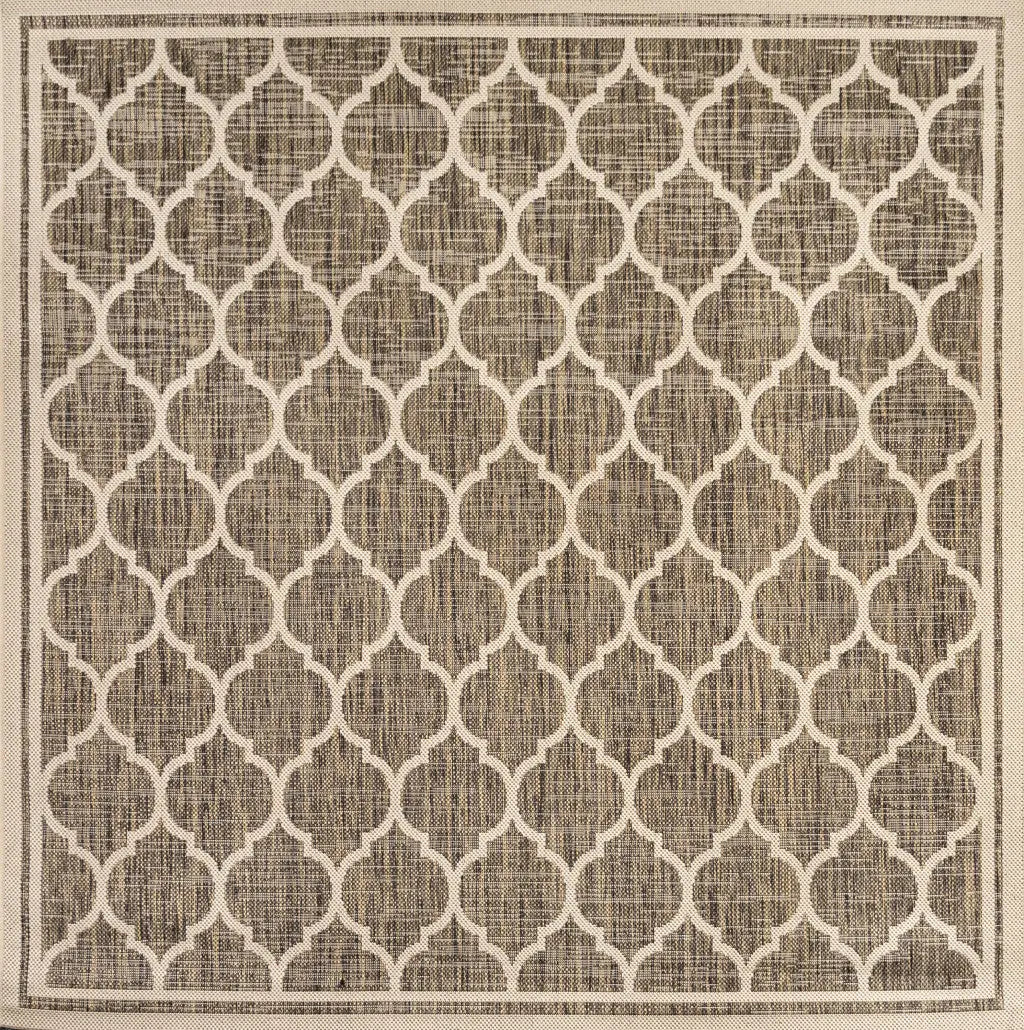 9' Brown And Beige Square Geometric Indoor Outdoor Area Rug Homeroots Outdoor