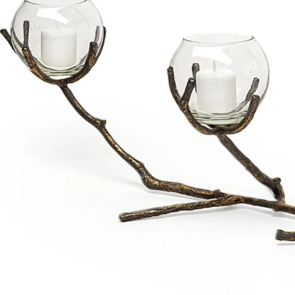 9" Brown Metal Tabletop Candelabra Candle Holder Homeroots Home Decor
