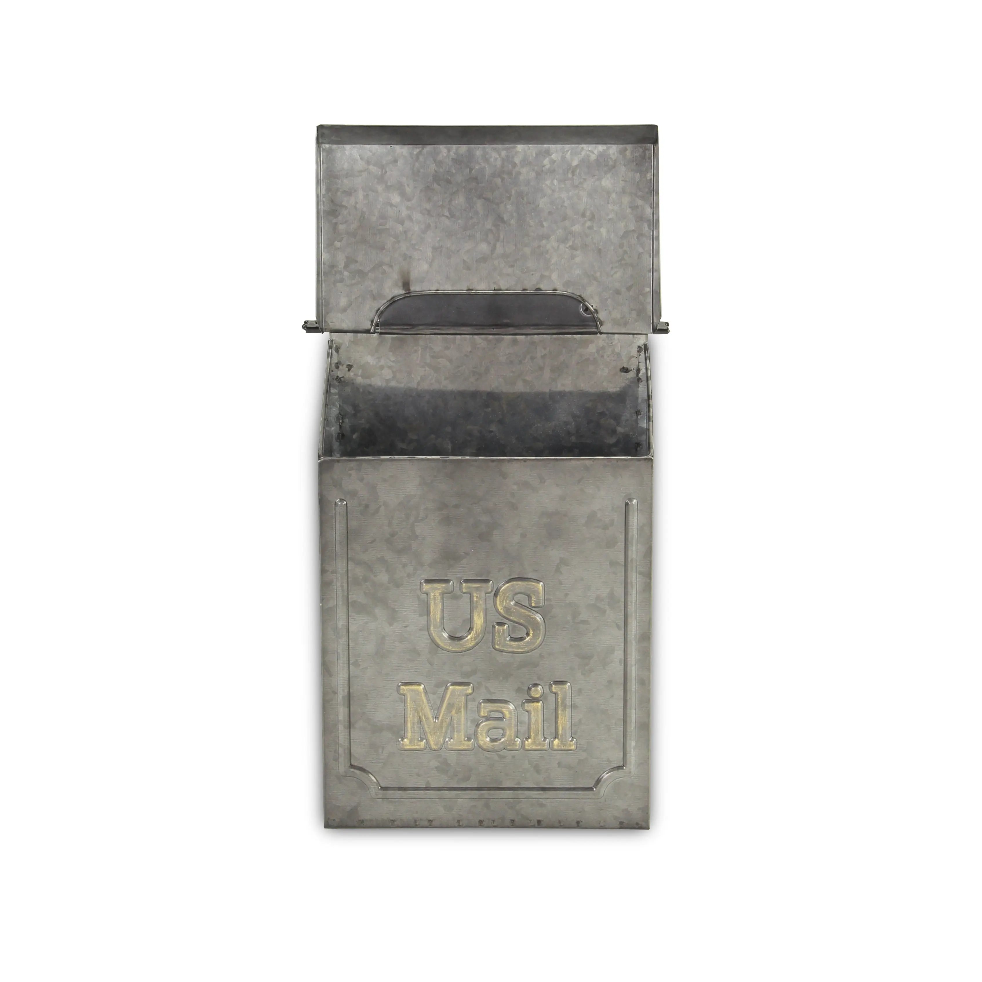9" Gray Galvanized Metal Paper Organizer With Lid Homeroots Office