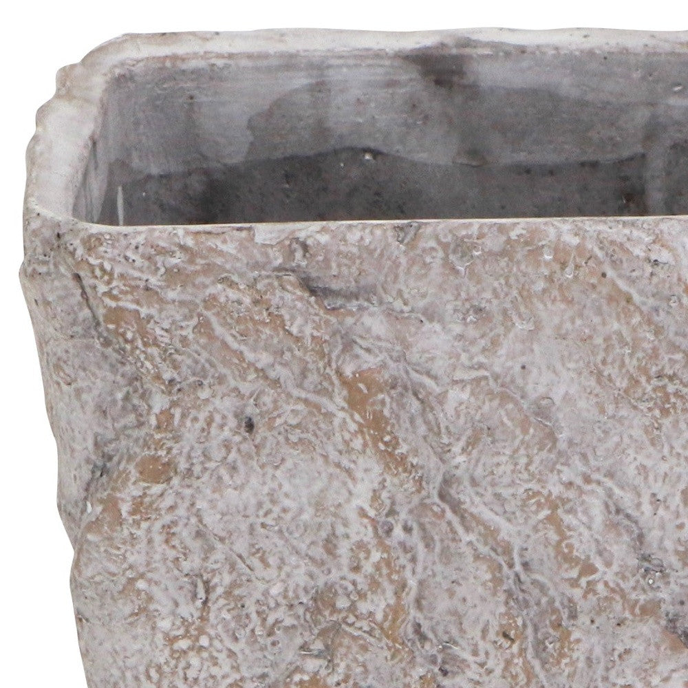 9" Gray Speckle Glaze Cement Indoor Outdoor Rectangular Pot Planter Homeroots Outdoor