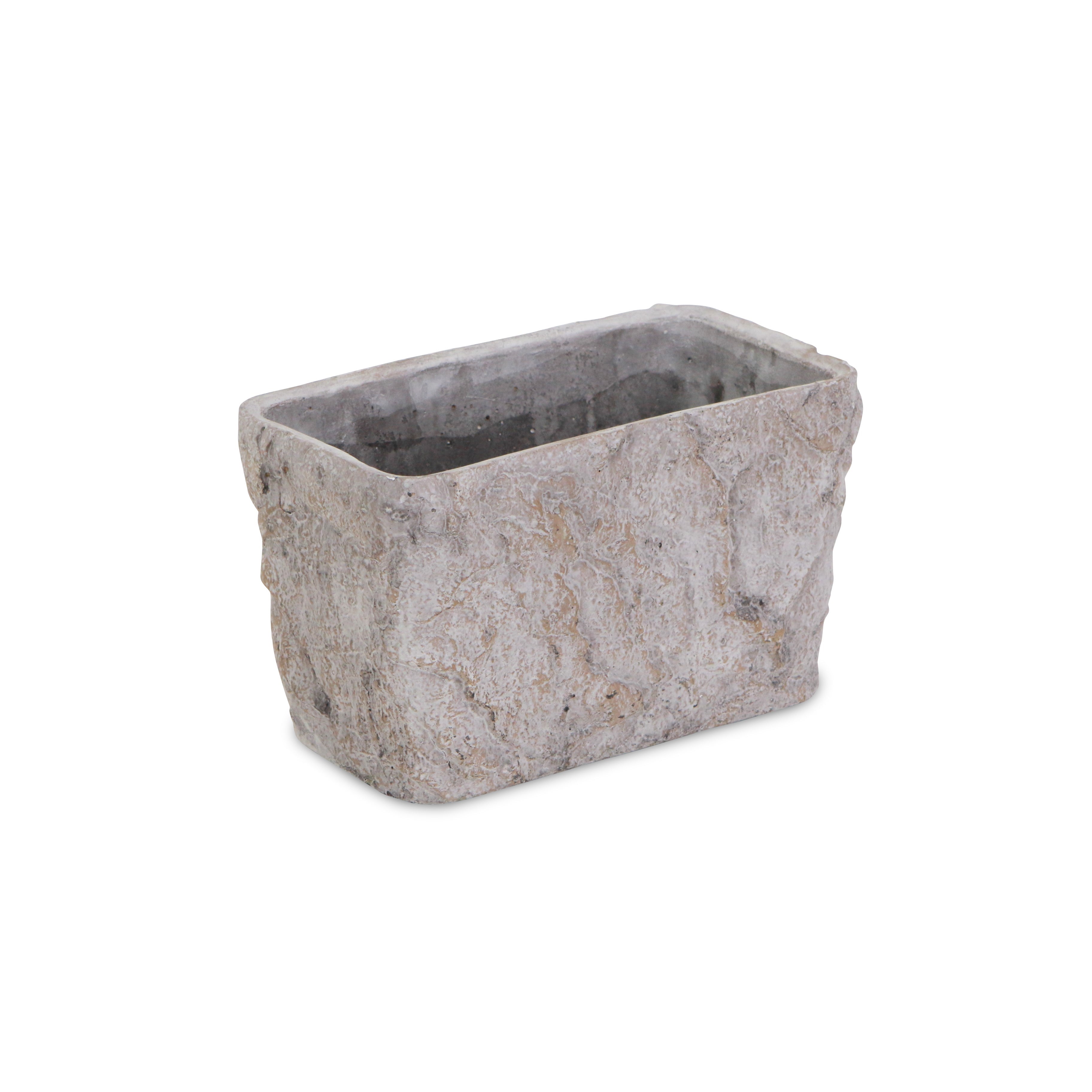 9" Gray Speckle Glaze Cement Indoor Outdoor Rectangular Pot Planter Homeroots Outdoor