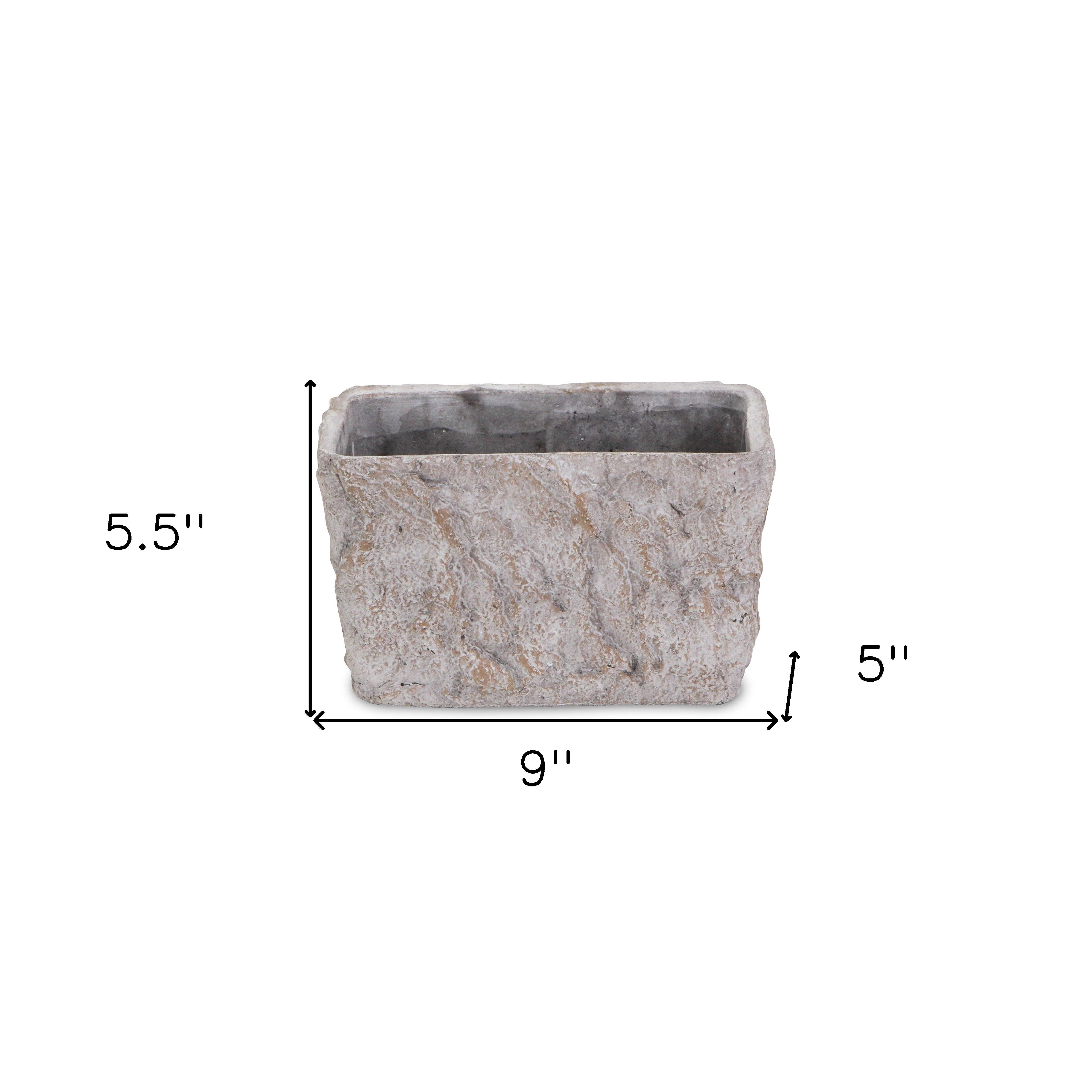 9" Gray Speckle Glaze Cement Indoor Outdoor Rectangular Pot Planter Homeroots Outdoor