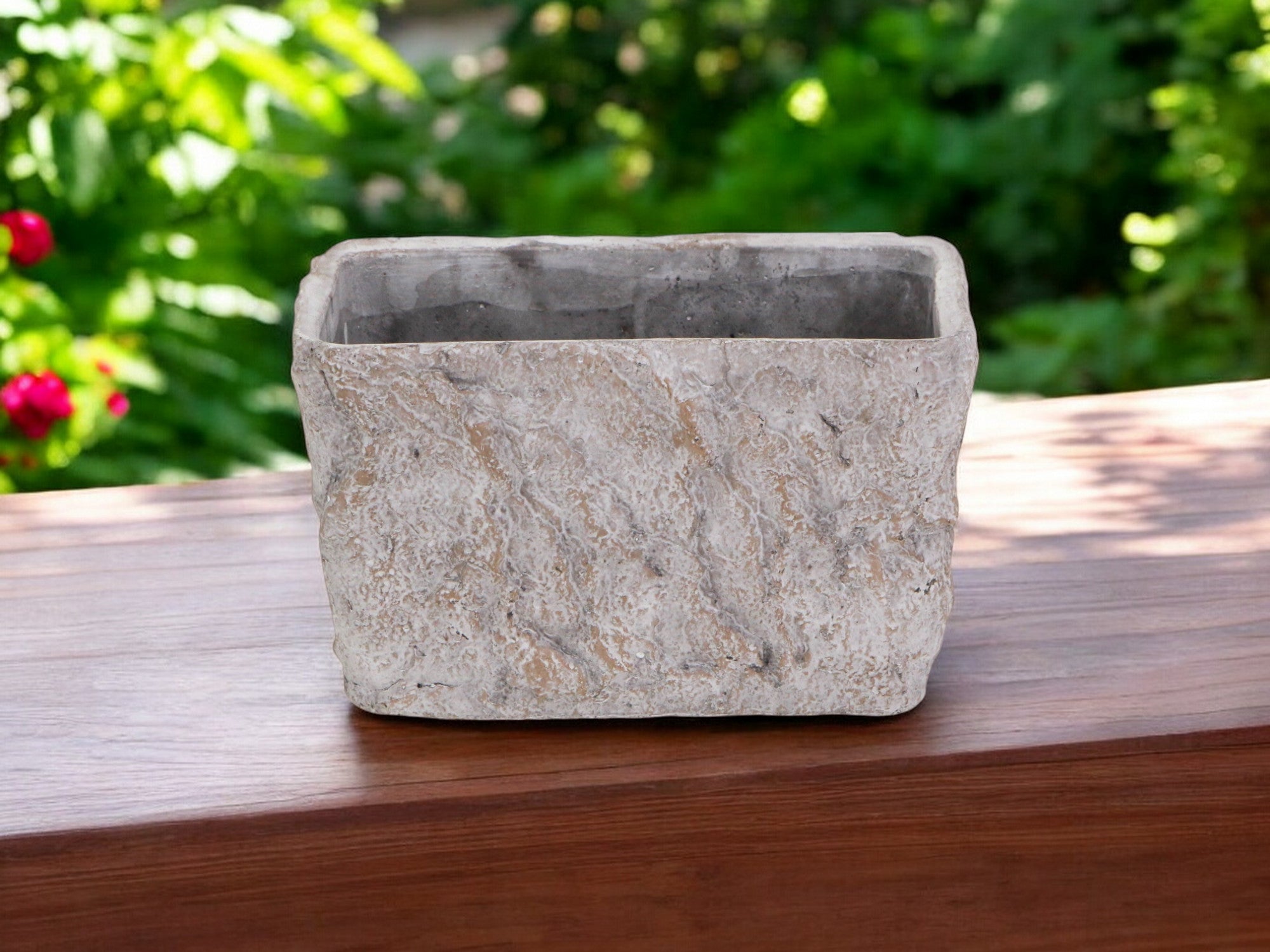 9" Gray Speckle Glaze Cement Indoor Outdoor Rectangular Pot Planter Homeroots Outdoor