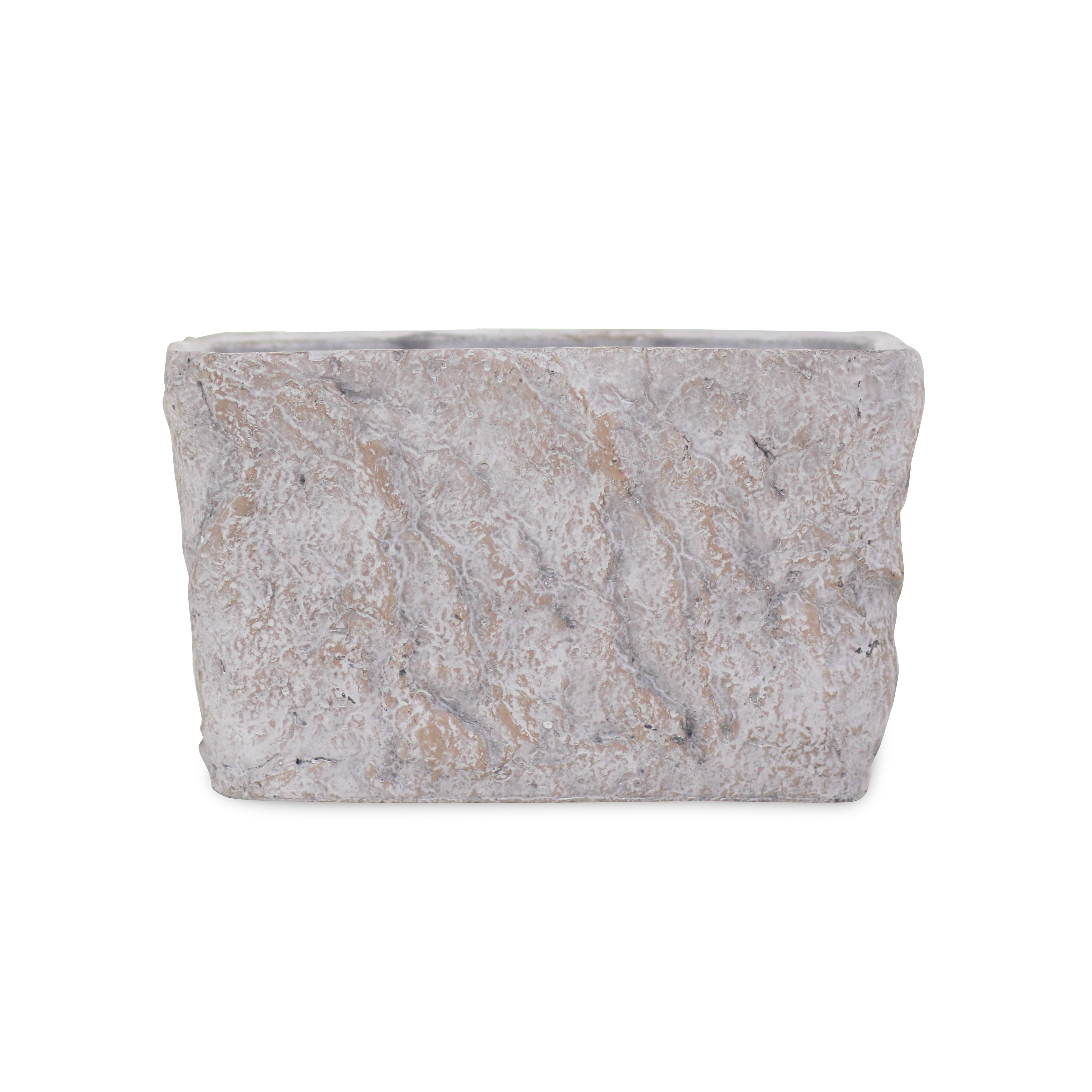 9" Gray Speckle Glaze Cement Indoor Outdoor Rectangular Pot Planter Homeroots Outdoor
