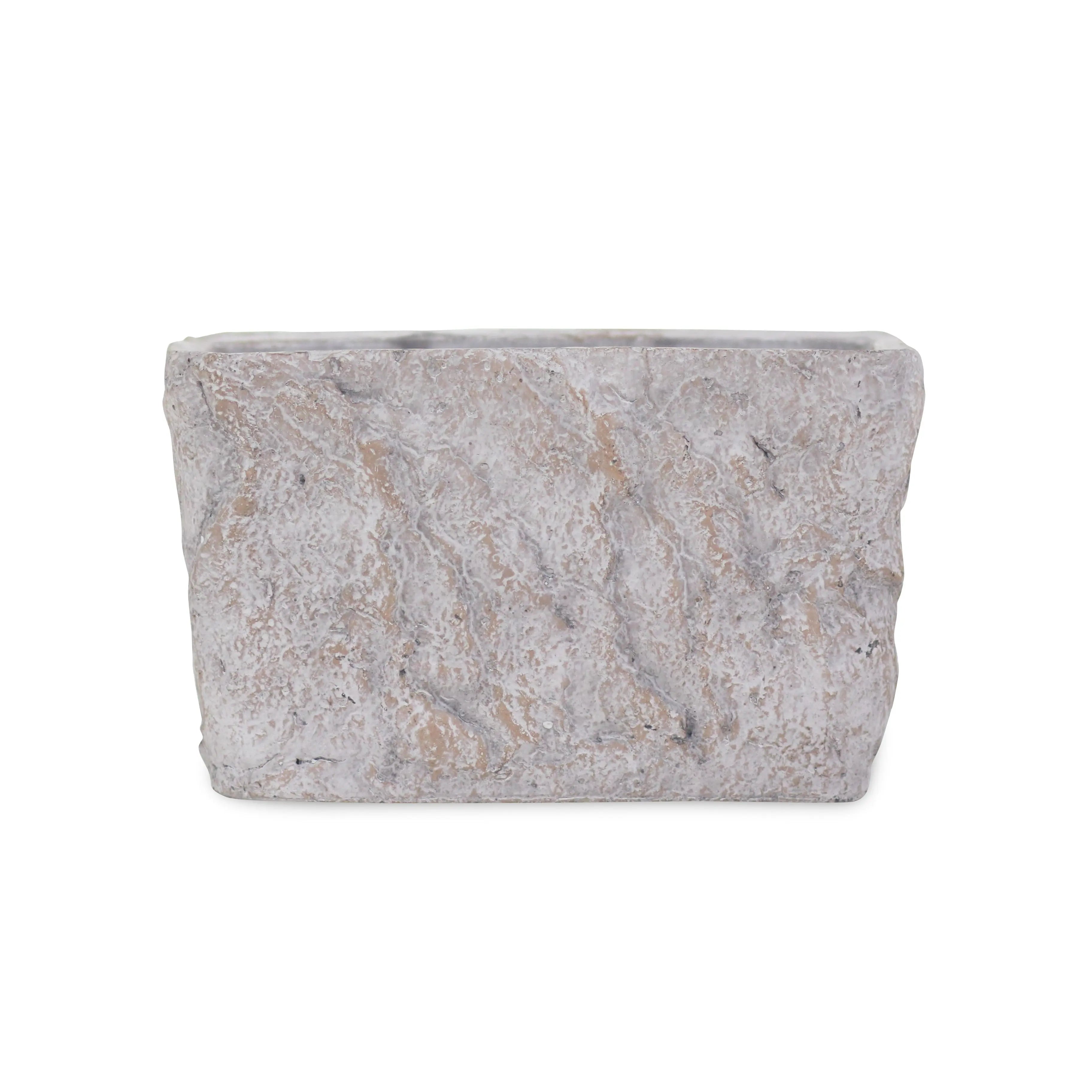 9" Gray Speckle Glaze Cement Indoor Outdoor Rectangular Pot Planter Homeroots Outdoor