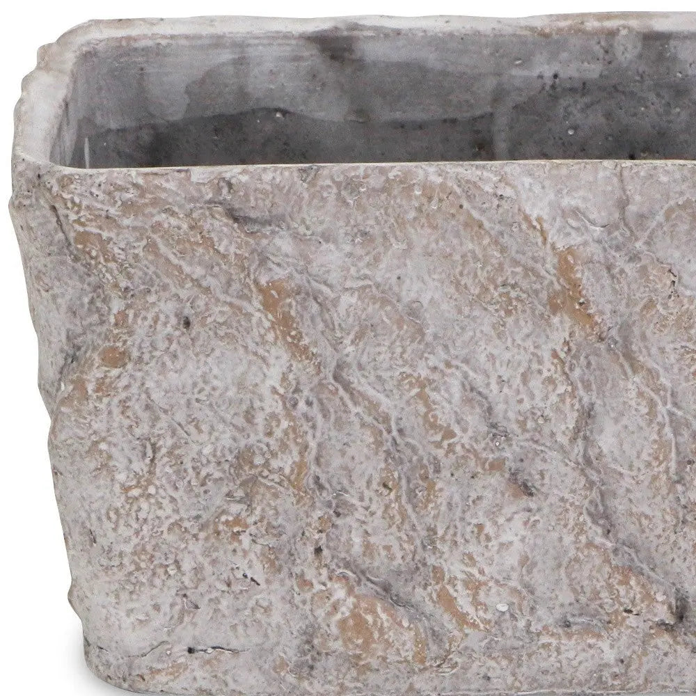 9" Gray Speckle Glaze Cement Indoor Outdoor Rectangular Pot Planter Homeroots Outdoor