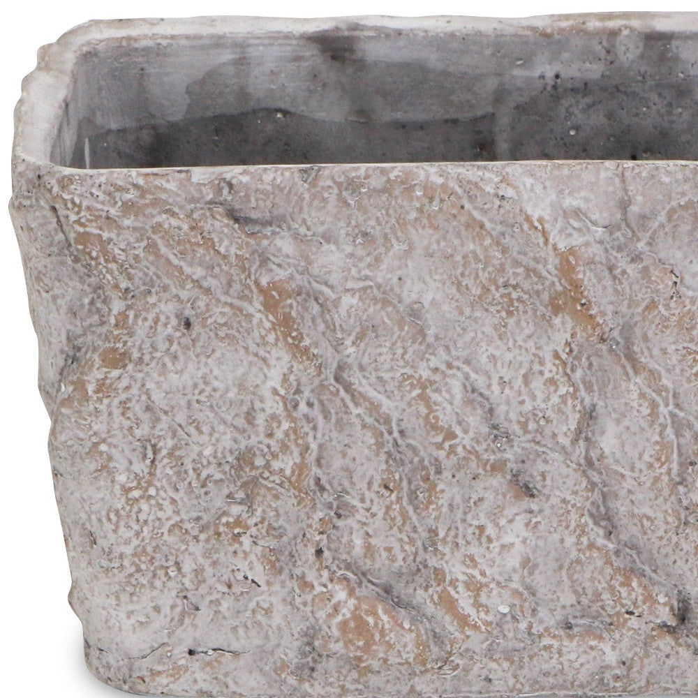 9" Gray Speckle Glaze Cement Indoor Outdoor Rectangular Pot Planter Homeroots Outdoor