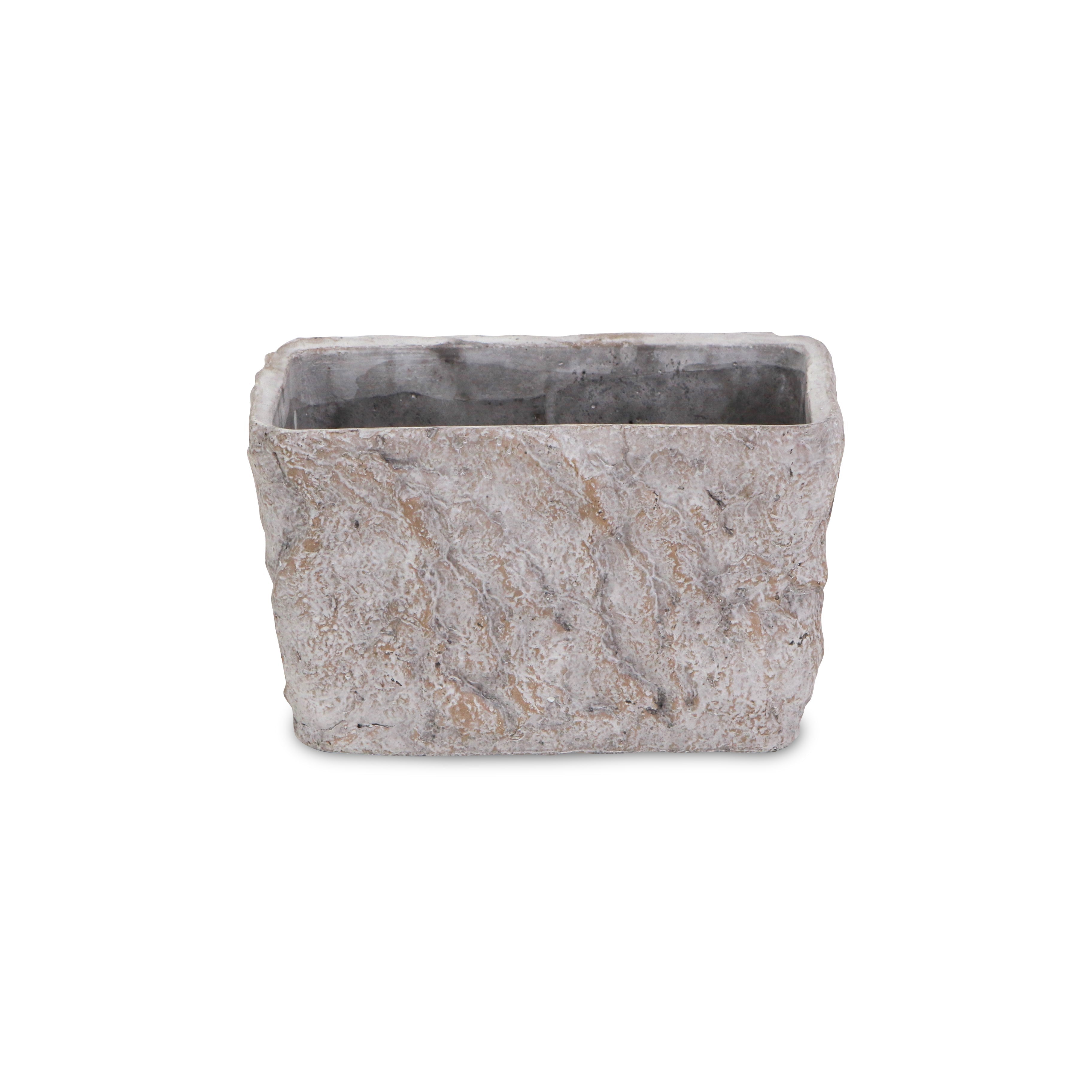 9" Gray Speckle Glaze Cement Indoor Outdoor Rectangular Pot Planter Homeroots Outdoor