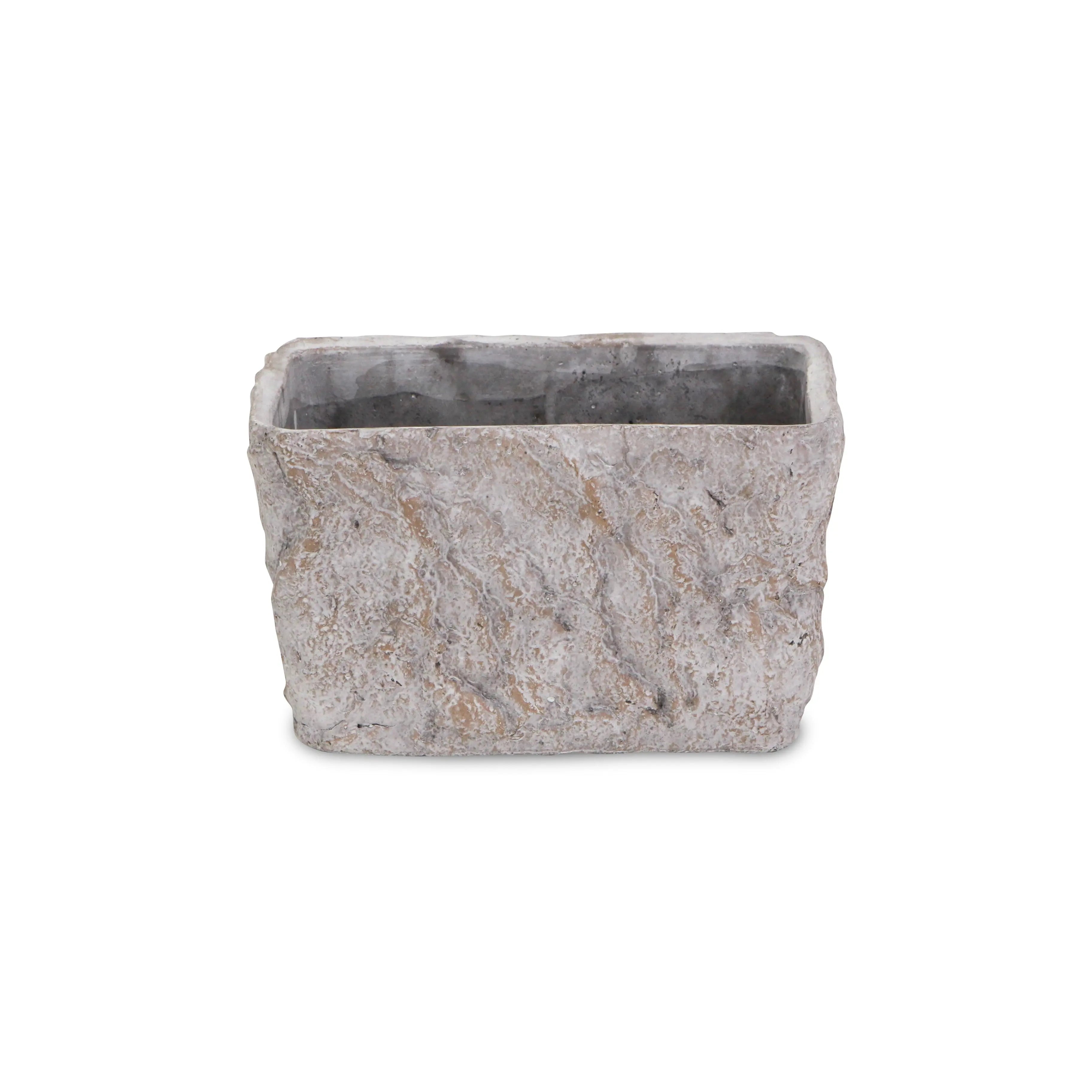 9" Gray Speckle Glaze Cement Indoor Outdoor Rectangular Pot Planter Homeroots Outdoor