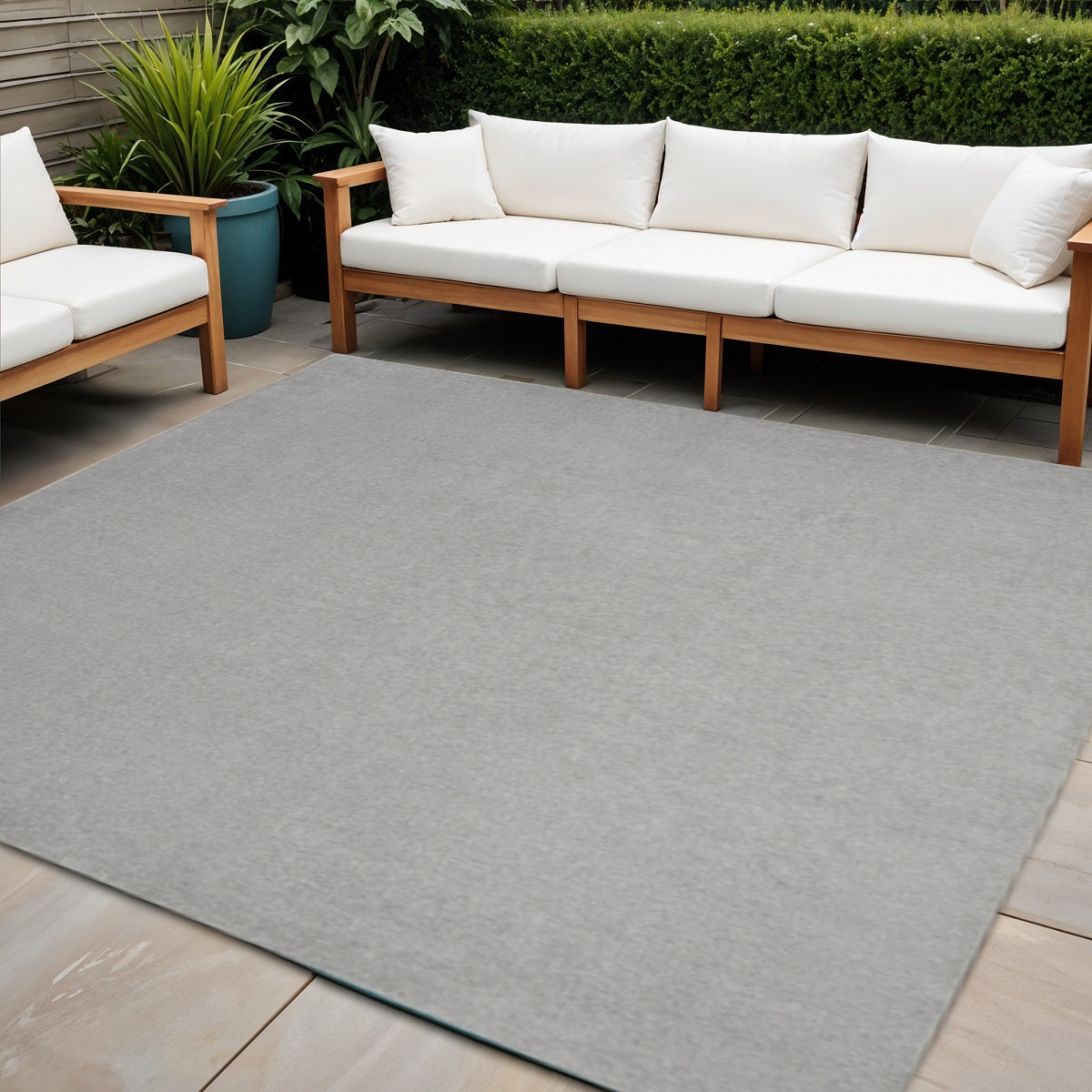 9' Gray Square Indoor Outdoor Area Rug - GreatEagleInc