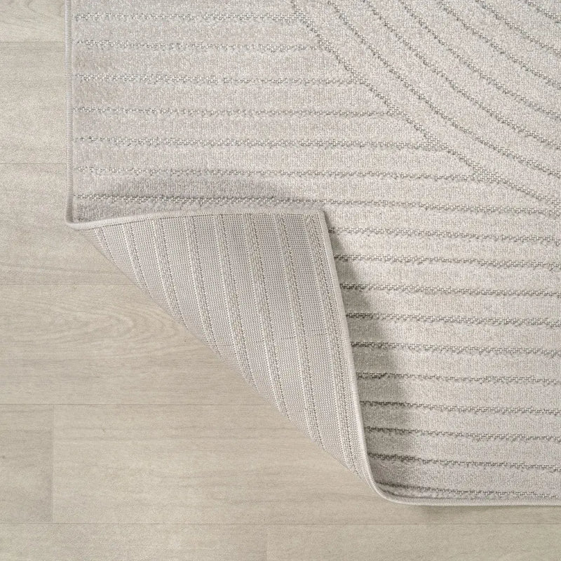 9' Ivory And Cream Round Striped Indoor Outdoor Area Rug Homeroots Outdoor
