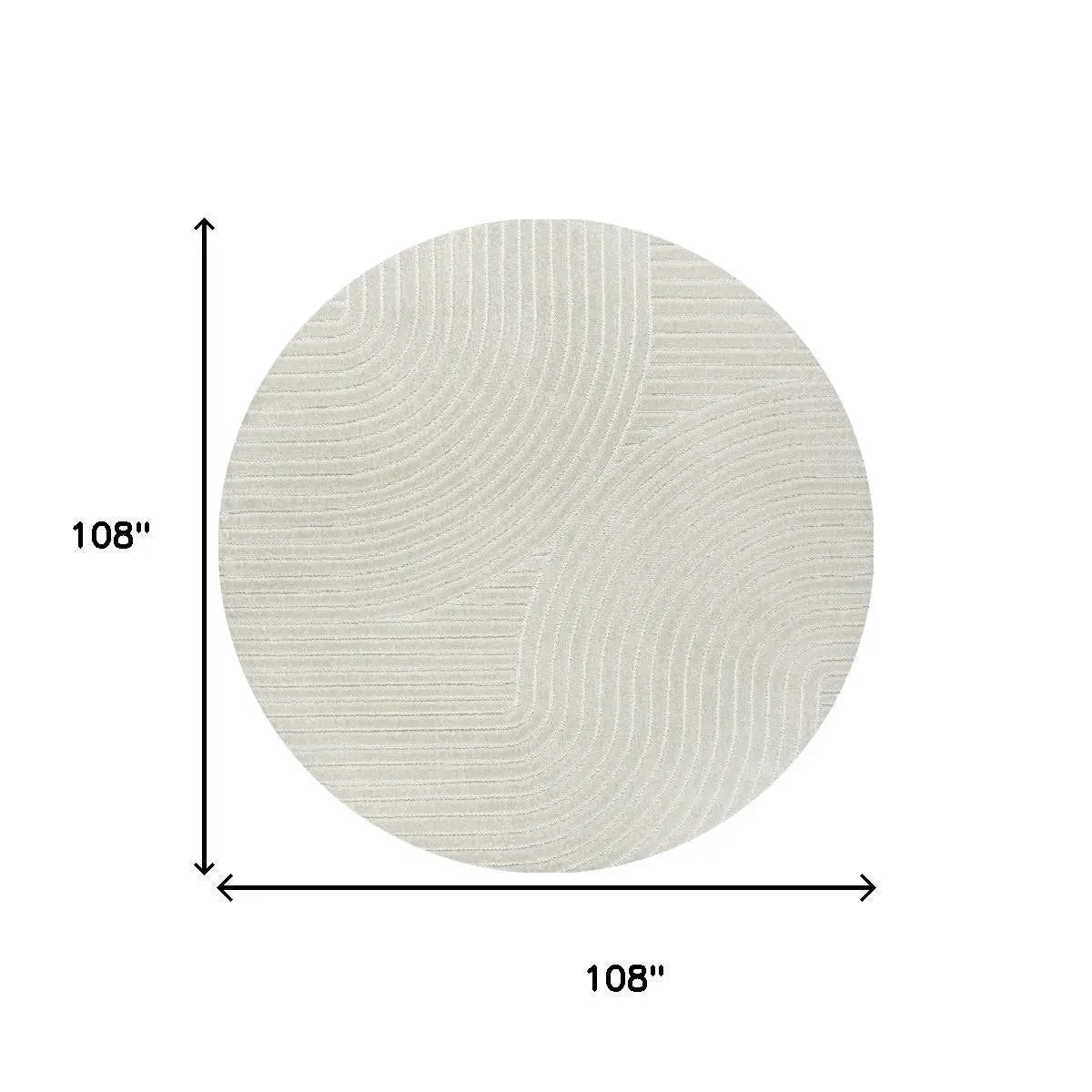 9' Ivory And Cream Round Striped Indoor Outdoor Area Rug Homeroots Outdoor