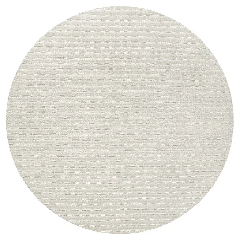 9' Ivory And Cream Round Striped Indoor Outdoor Area Rug Homeroots Outdoor