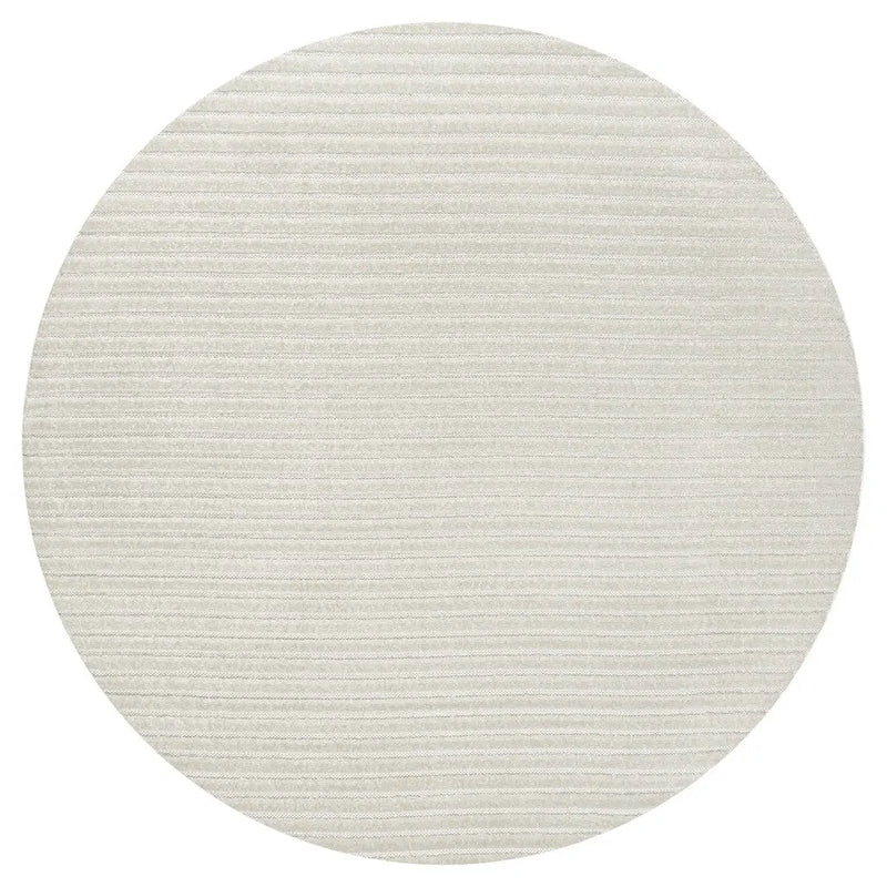 9' Ivory And Cream Round Striped Indoor Outdoor Area Rug Homeroots Outdoor
