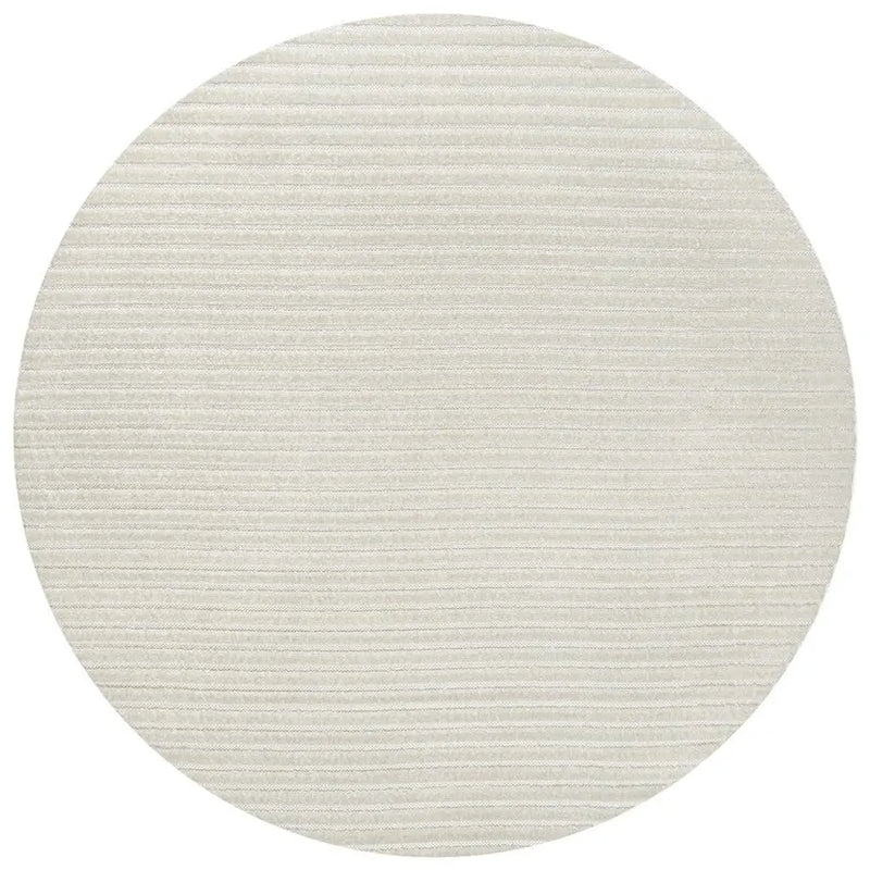9' Ivory And Cream Round Striped Indoor Outdoor Area Rug Homeroots Outdoor