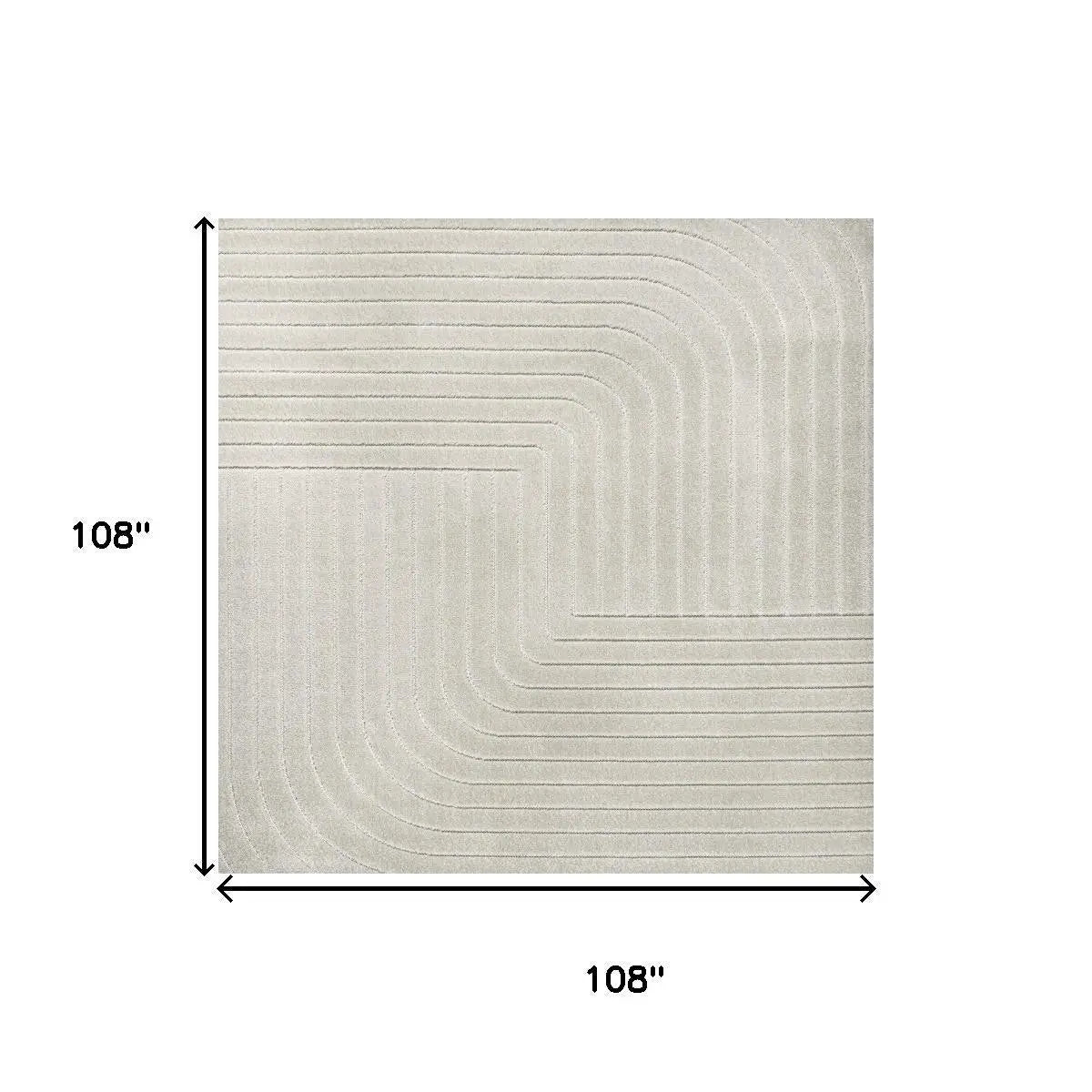 9' Ivory And Cream Square Striped Indoor Outdoor Area Rug Homeroots Outdoor