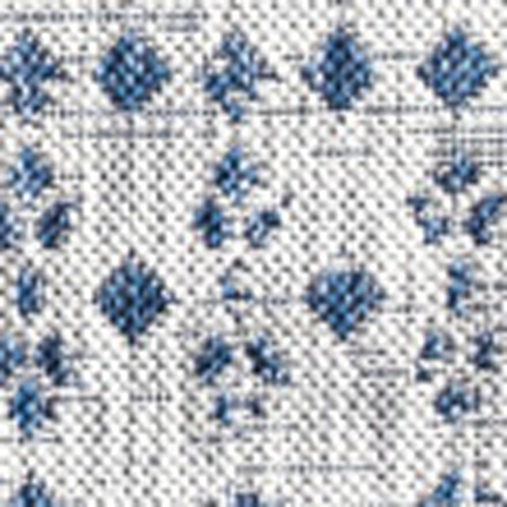 9' Light Gray And Navy Blue Square Trellis Indoor Outdoor Area Rug - GreatEagleInc