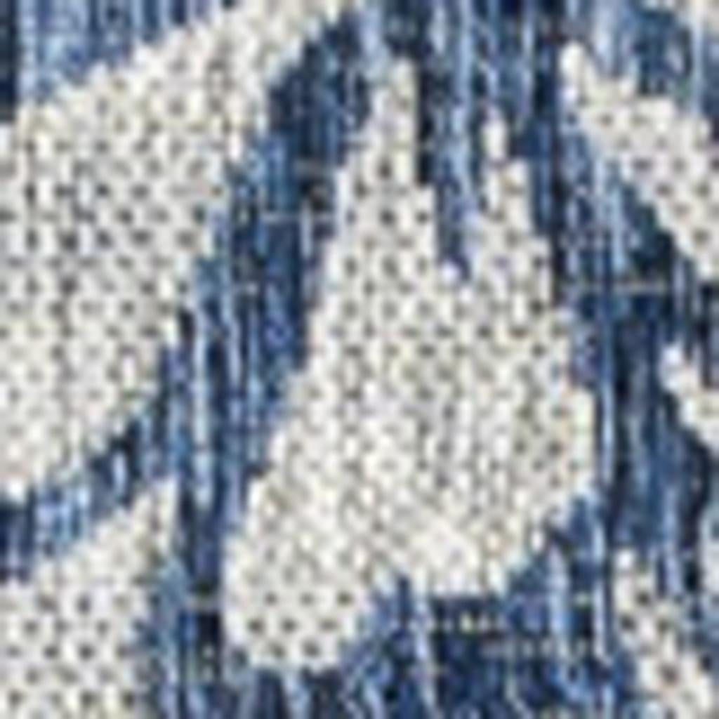 9' Navy Blue And Aqua Square Floral Indoor Outdoor Area Rug - GreatEagleInc