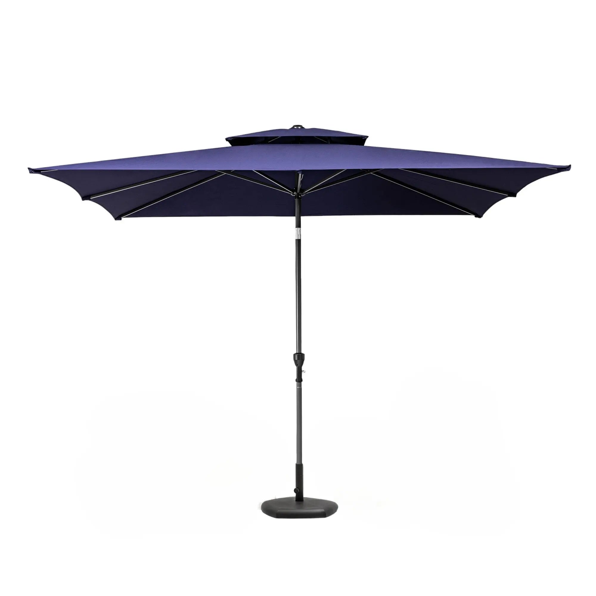 9' Navy Blue Polyester Rectangular Tilt Market Patio Umbrella Homeroots Outdoor