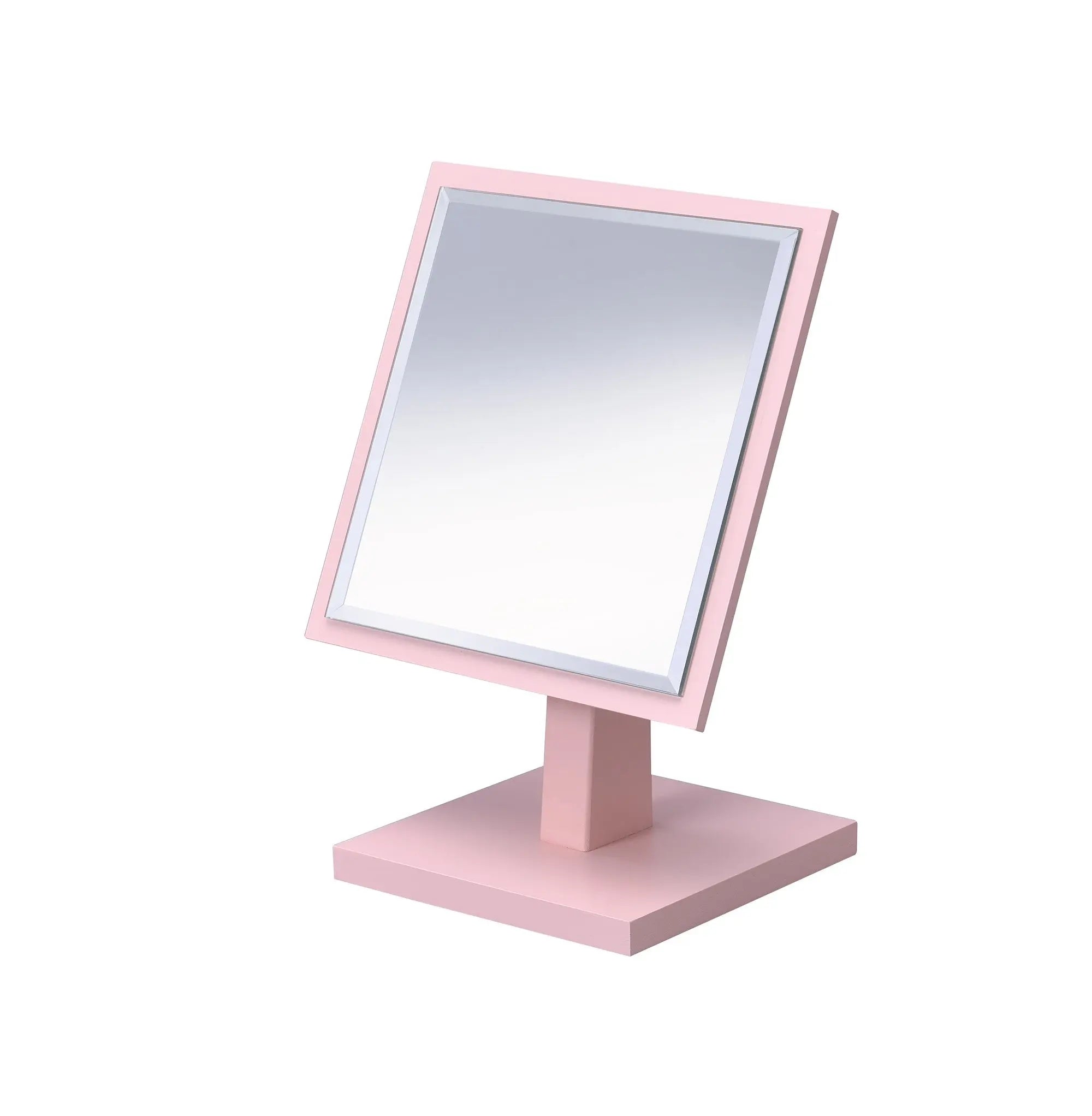 9" Pink Wood Square Freestanding Framed Makeup Shaving Tabletop Mirror Homeroots Bed & Bath