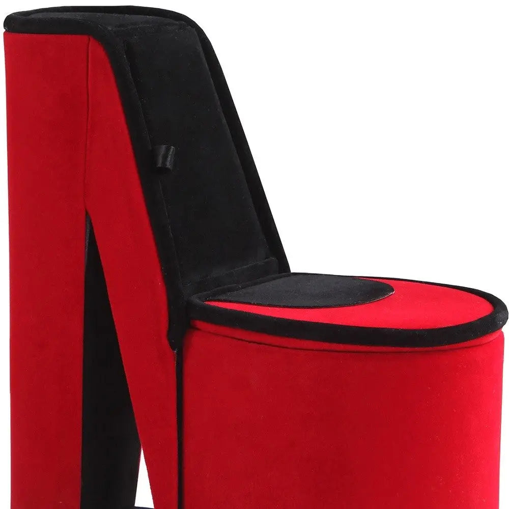 9" Red And Black Velvet High Heel Jewelry Box Homeroots Organization