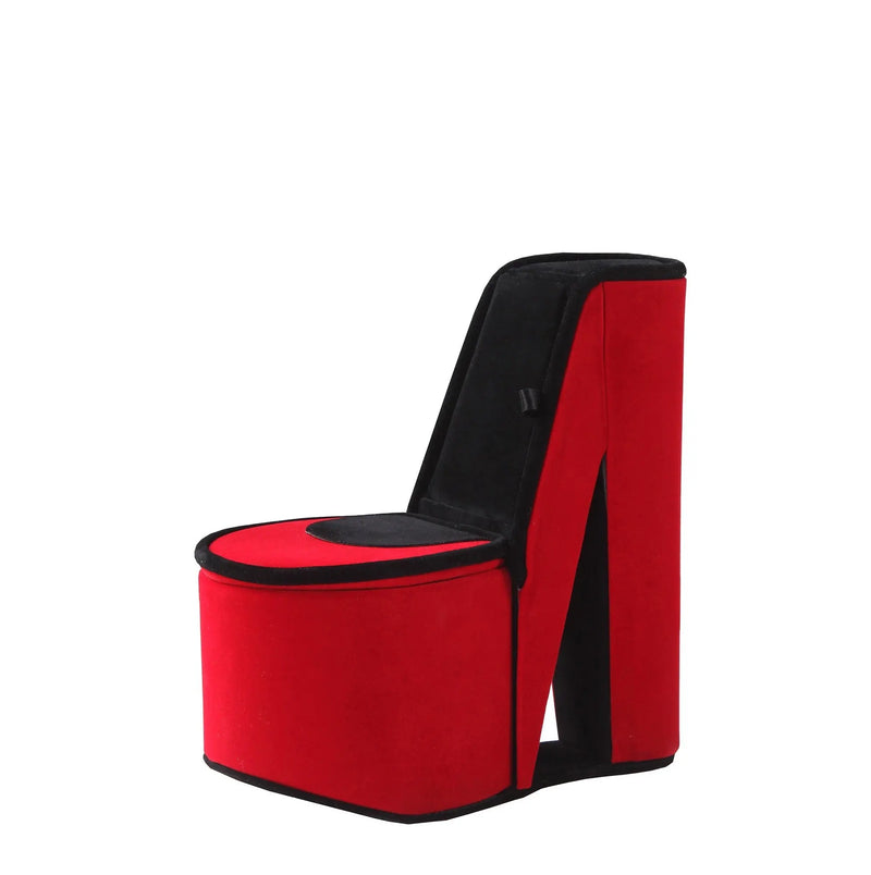 9" Red And Black Velvet High Heel Jewelry Box Homeroots Organization