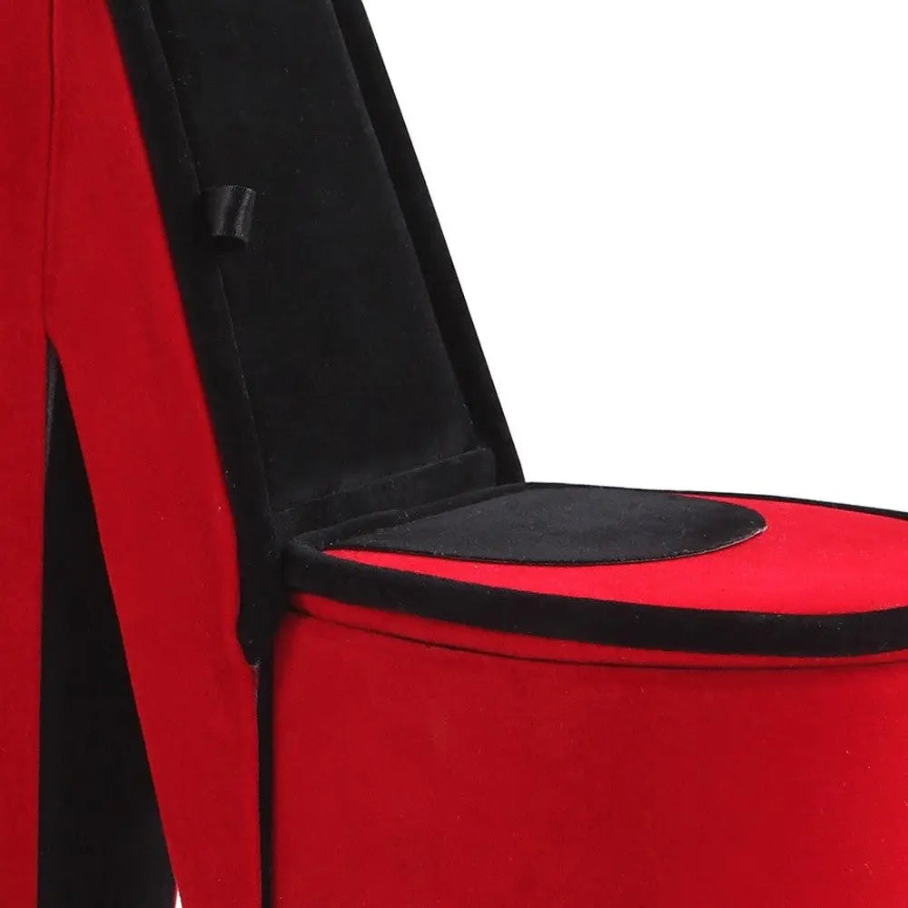 9" Red And Black Velvet High Heel Jewelry Box Homeroots Organization