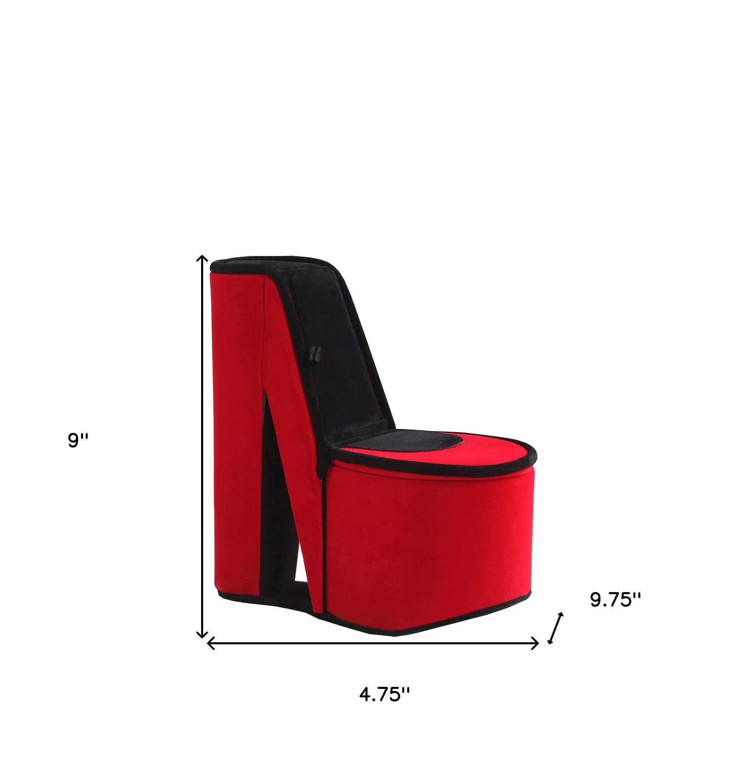 9" Red And Black Velvet High Heel Jewelry Box Homeroots Organization