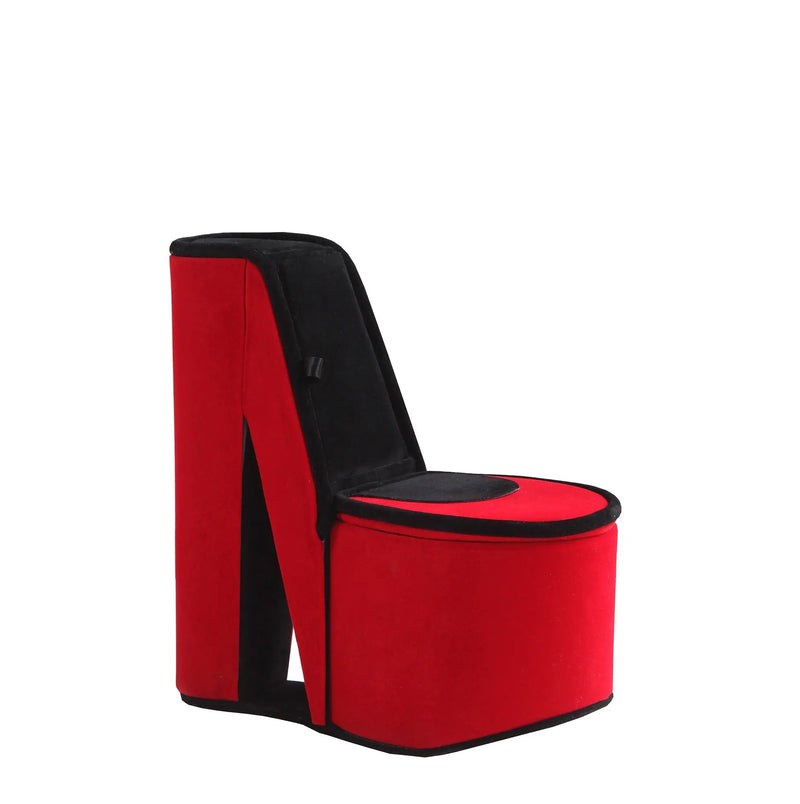 9" Red And Black Velvet High Heel Jewelry Box Homeroots Organization