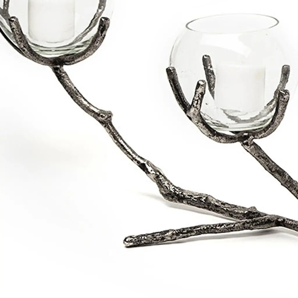 9" Silver Metal Tabletop Candelabra Candle Holder Homeroots Home Decor