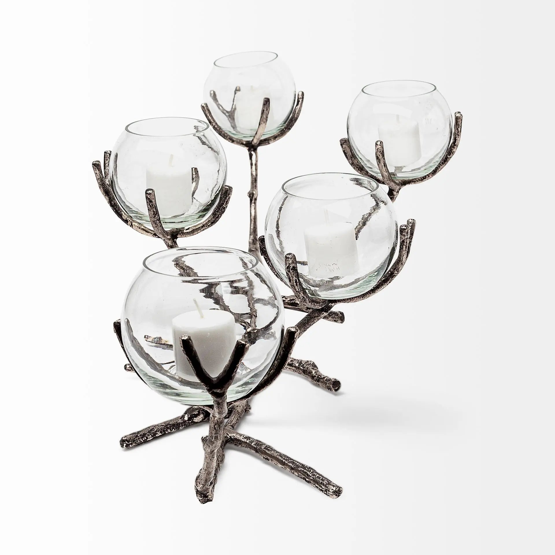 9" Silver Metal Tabletop Candelabra Candle Holder Homeroots Home Decor