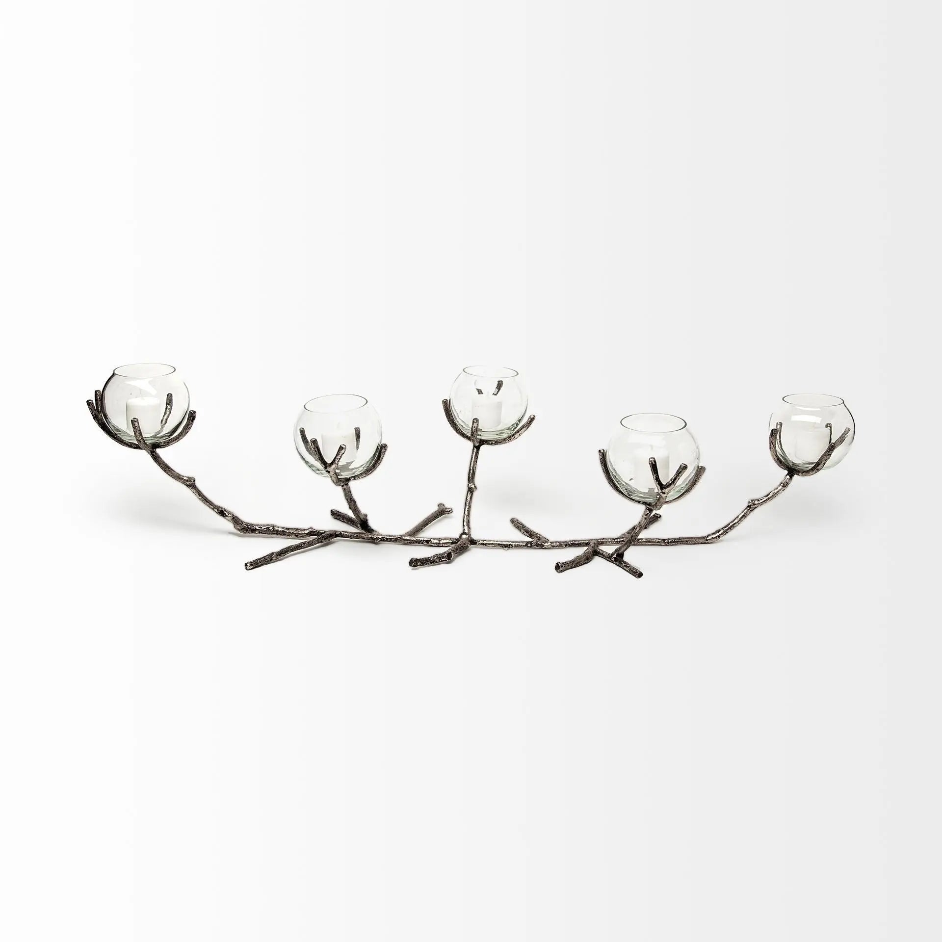 9" Silver Metal Tabletop Candelabra Candle Holder Homeroots Home Decor