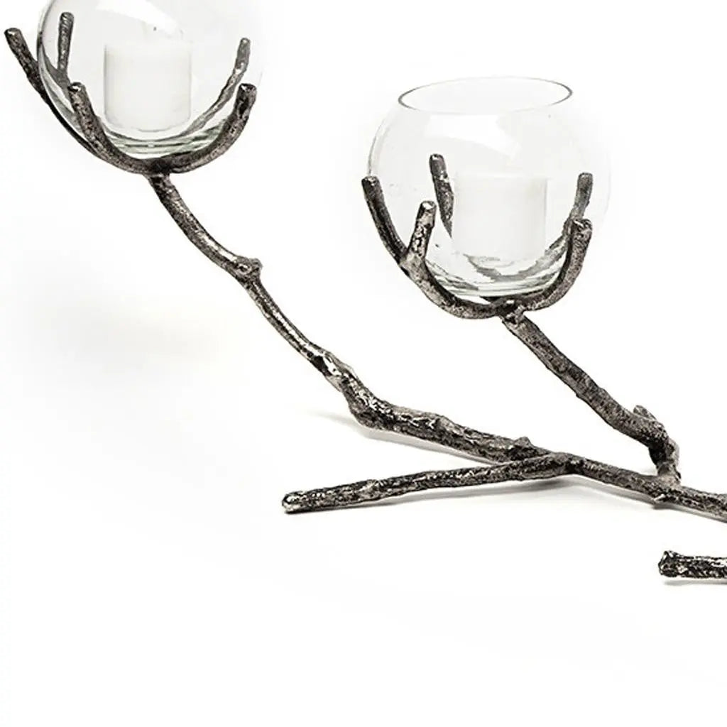 9" Silver Metal Tabletop Candelabra Candle Holder Homeroots Home Decor